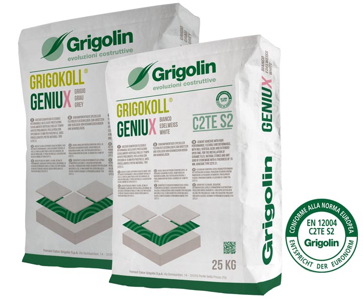 Adesivo a legante misto ad altissime prestazioni per applicazioni sia in interno che in esterno, per la posa di piastrelle ceramiche e di mosaici di qualsiasi tipo e formato.